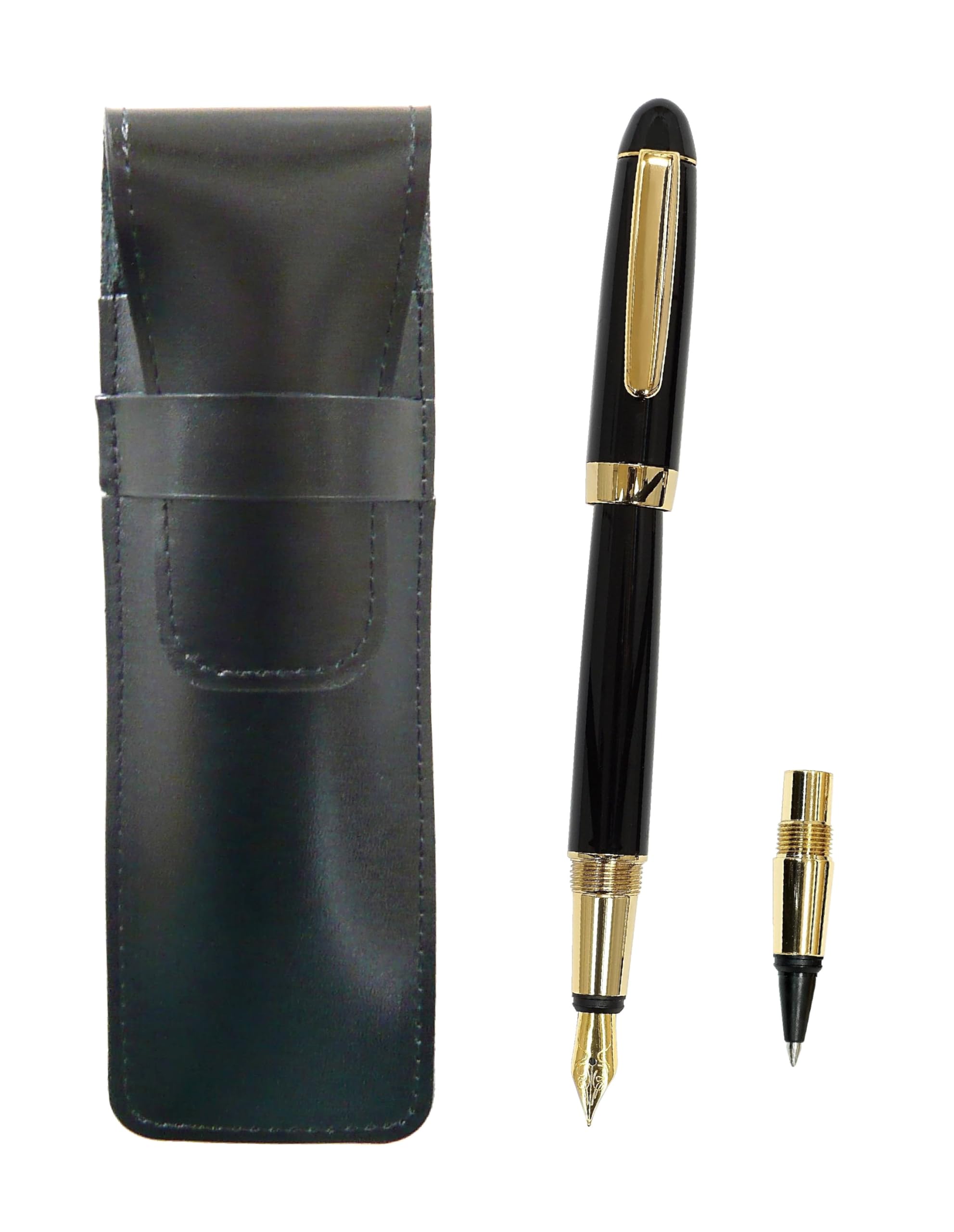 

Slim black leather pen case for the Exchange BP WX fountain pen ink with black ink set (same structure) (T23-ASB-WX-B) чёрный