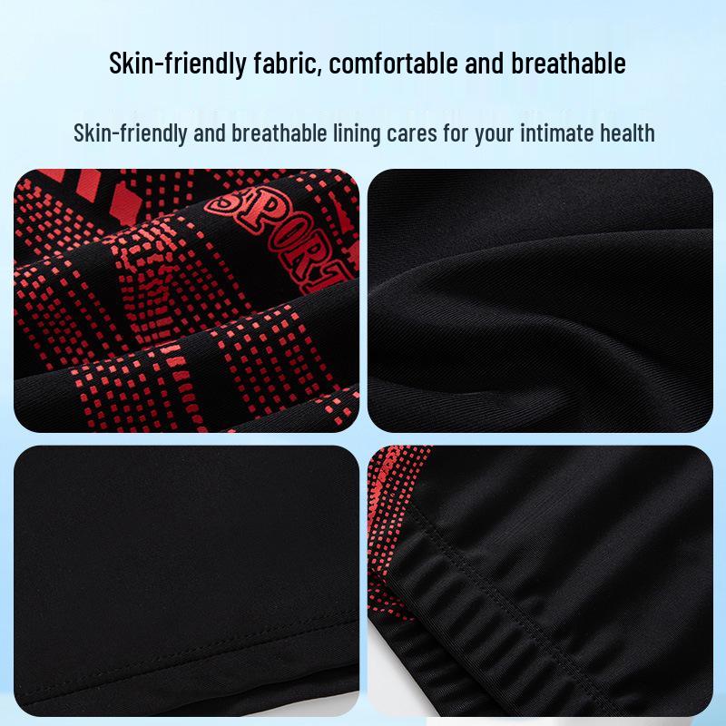 Schnelltrocknende Badehose mit Aufdruck für Herren: Bequeme, atmungsaktive Strand-Boxershorts