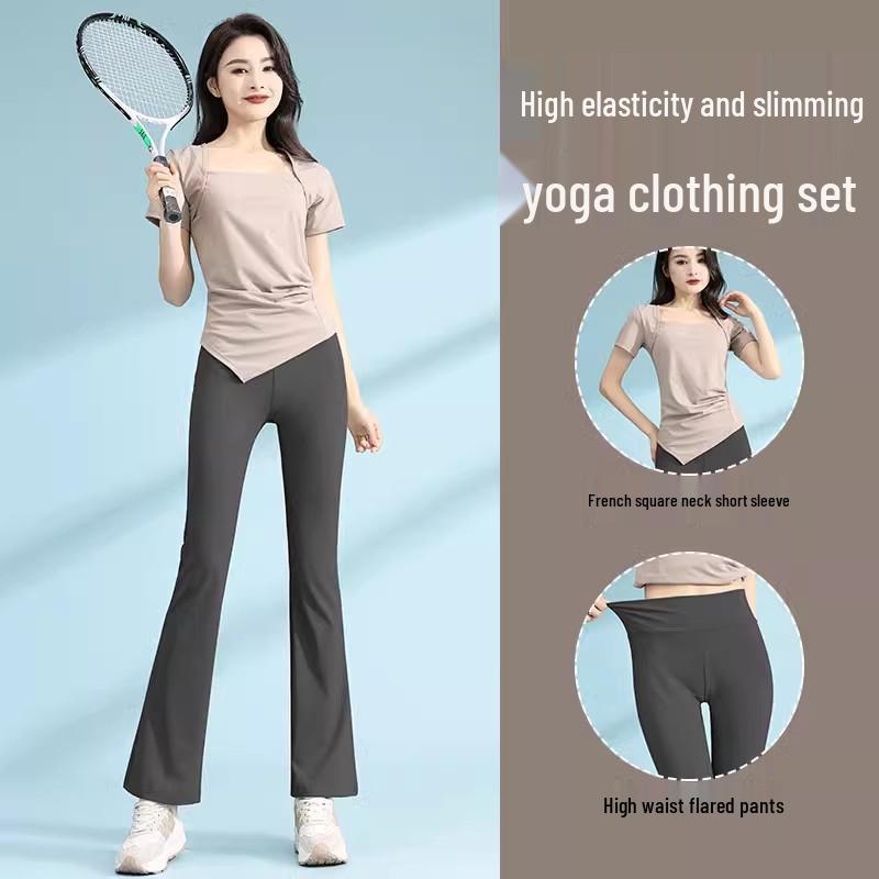 Eleganter Damen-Yogaanzug: Herbstkollektion 2025 – Premium Casual Sport Set mit Micro-Flared-Hose