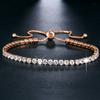 Luxury Cubic Zircon Single Row Pull Slider Bracelet Women Adjustable Bangle