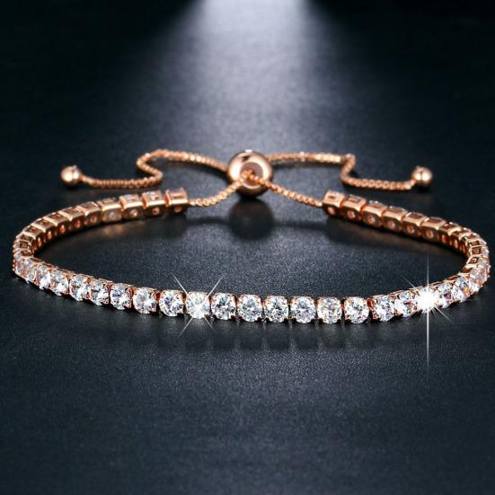 Luxury Cubic Zircon Single Row Pull Slider Bracelet Women Adjustable Bangle