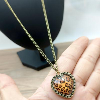 Damenmode Vintage Accessoires Böhmen Leopardenmuster Herz Halskette Pullover Kette Persönlichkeit Chinesischen Stil Geschenk