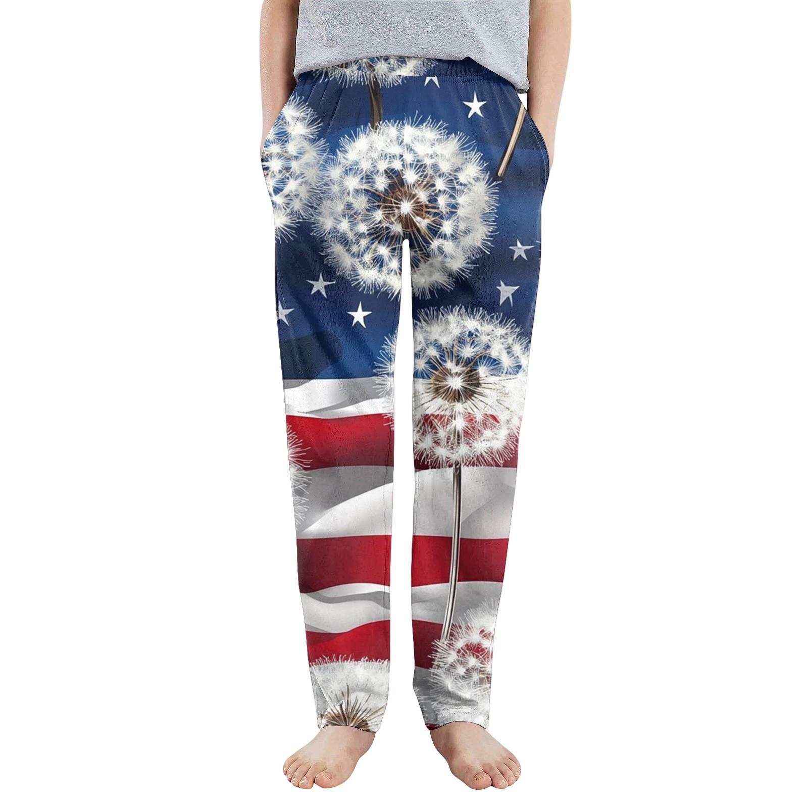 

Детские спортивные повседневные брюки с принтом на карманах для мальчиков и девочек в честь Дня независимости 100 чёрный