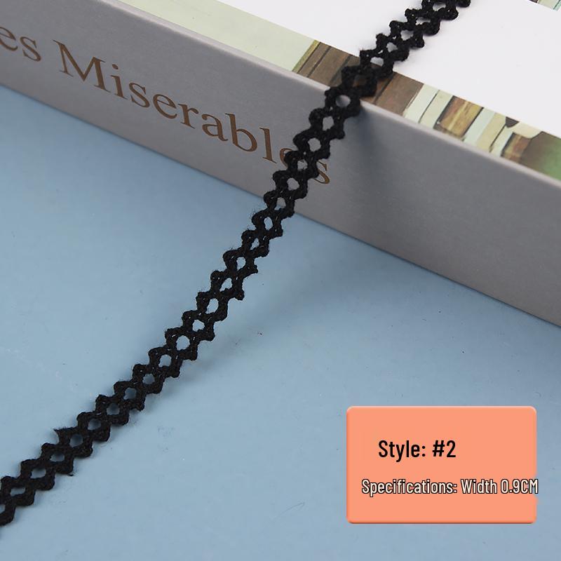 Black Pure Cotton Lace Trim for Clothing and Curtains