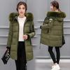 Hooded Women's Medium and Long Cotton Jacket, New Cotton-padded Clothes, Women's Slim and Thin Big Fur Collar Jacket, Down Cotton Clothes.