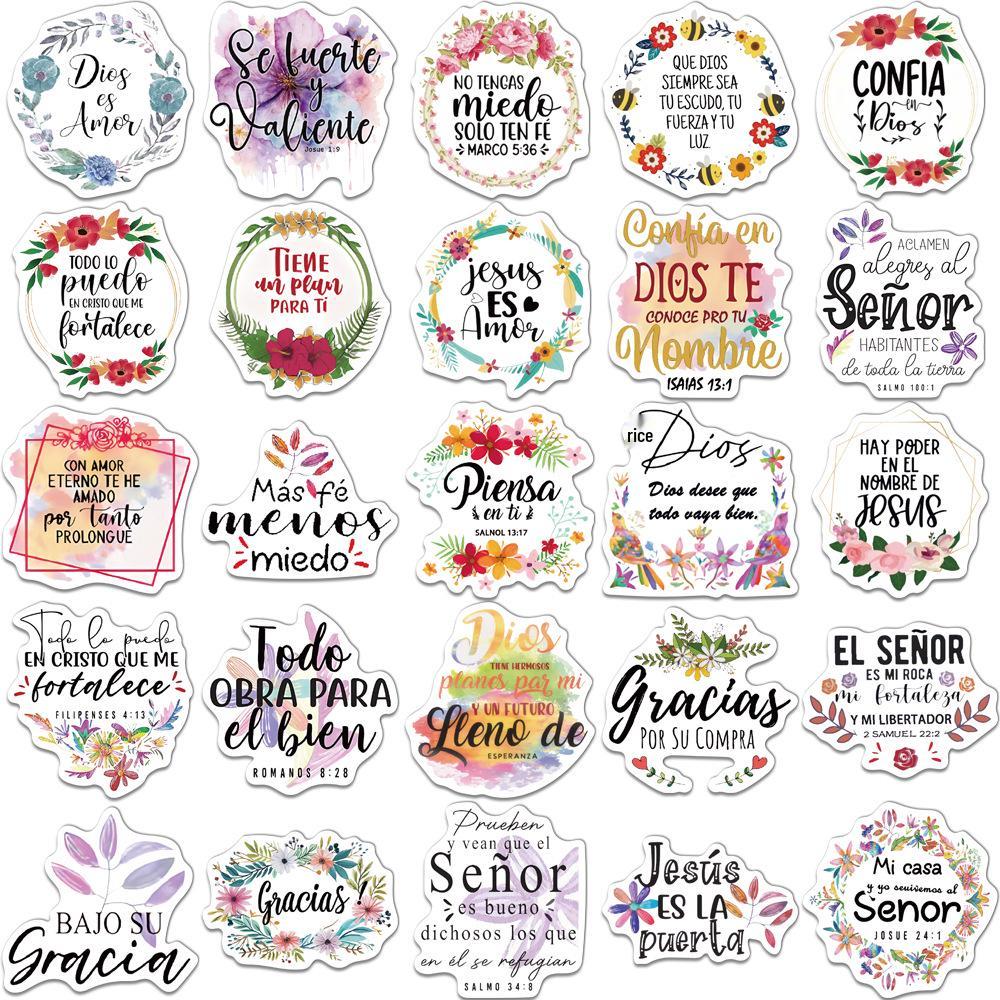 50-Pack Spanish Motivational Stickers for Journals, DIY, Water Bottles & Phone Cases