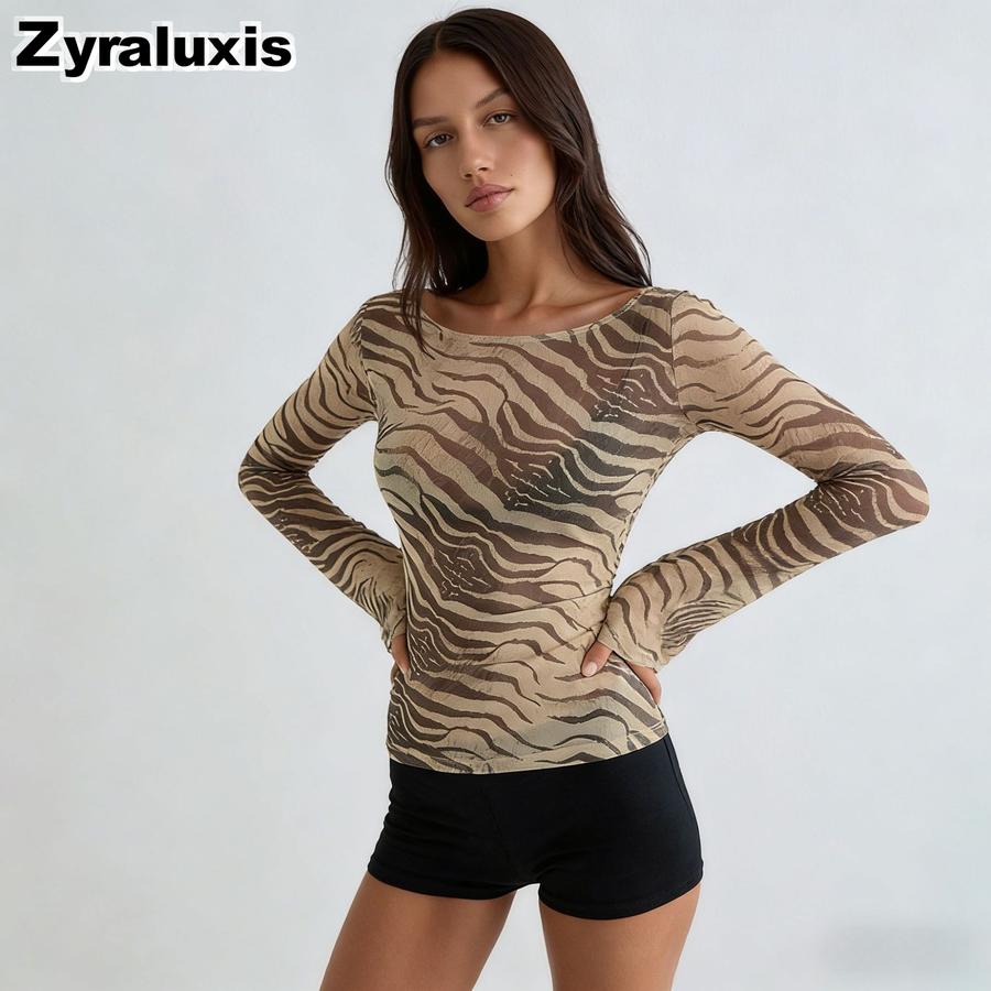 Summer New Sexy Leopard Print Floral Camisole Long Sleeve Ruched Bodycon Top for Women S