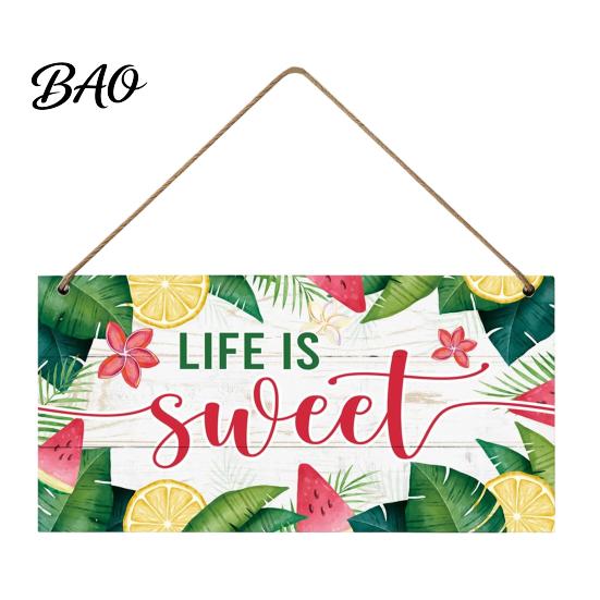 Summer Themed Gifts Wooden Hanging Sign, Beach Theme Welcome Sign Front Door Decor with Rustic Wood Plaque Rope, Colorful Hanger for Seasonal