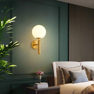 New Elegant, Sleek, and Stylish Modern Nordic Glass Ball LED Wall Lamps - Softly Illuminating Chic Minimalist Bedside Wall Decor