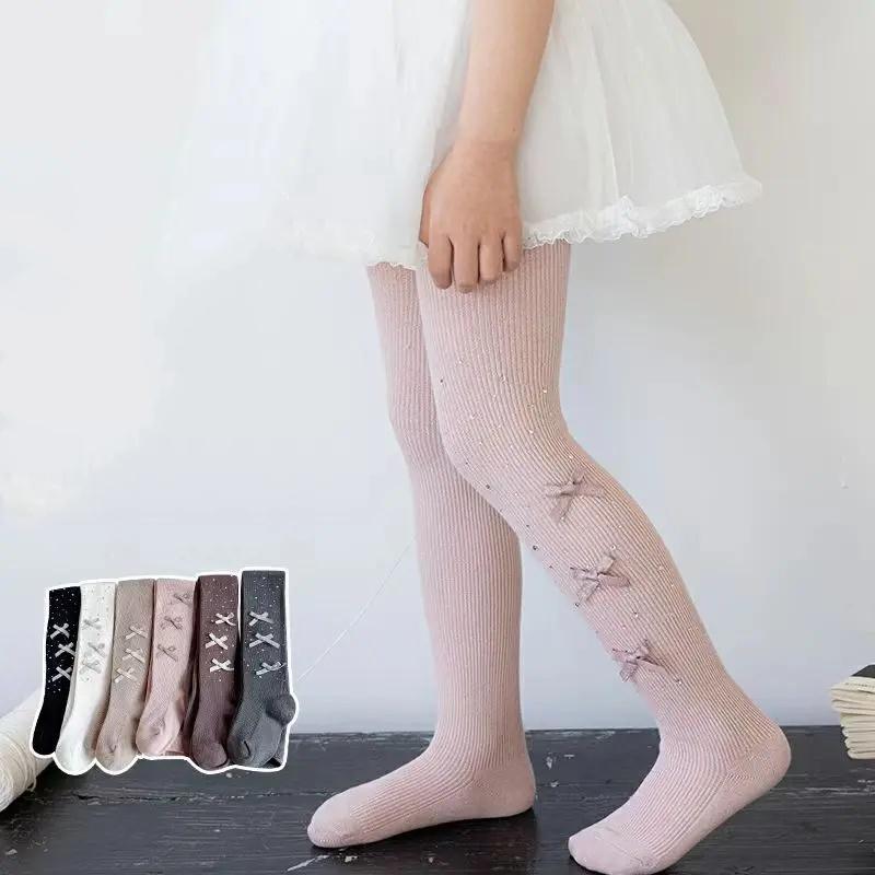 

Блестящие детские колготки для девочек, белые прозрачные колготки, тонкие нарядные леггинсы на весну-осень со стразами, нарядная верхняя одежда, праздничные колготки XL