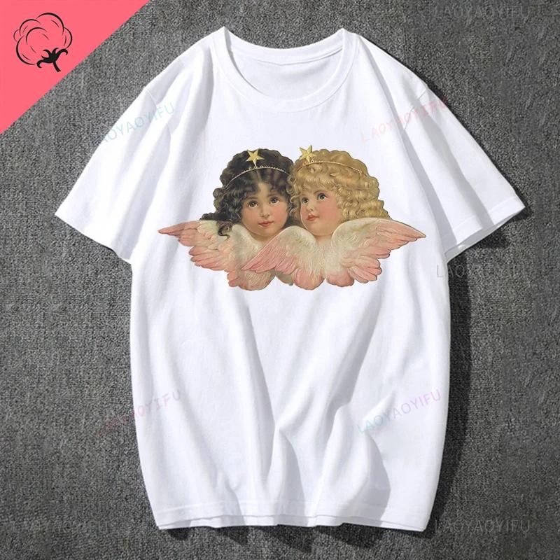 

Модна футболка з графічним малюнком Fiorucci Baby Angel, літня класична естетична футболка, унісекс, унісекс, кавайний одяг, творча пара, з короткими рукавами, унісекс 3XL