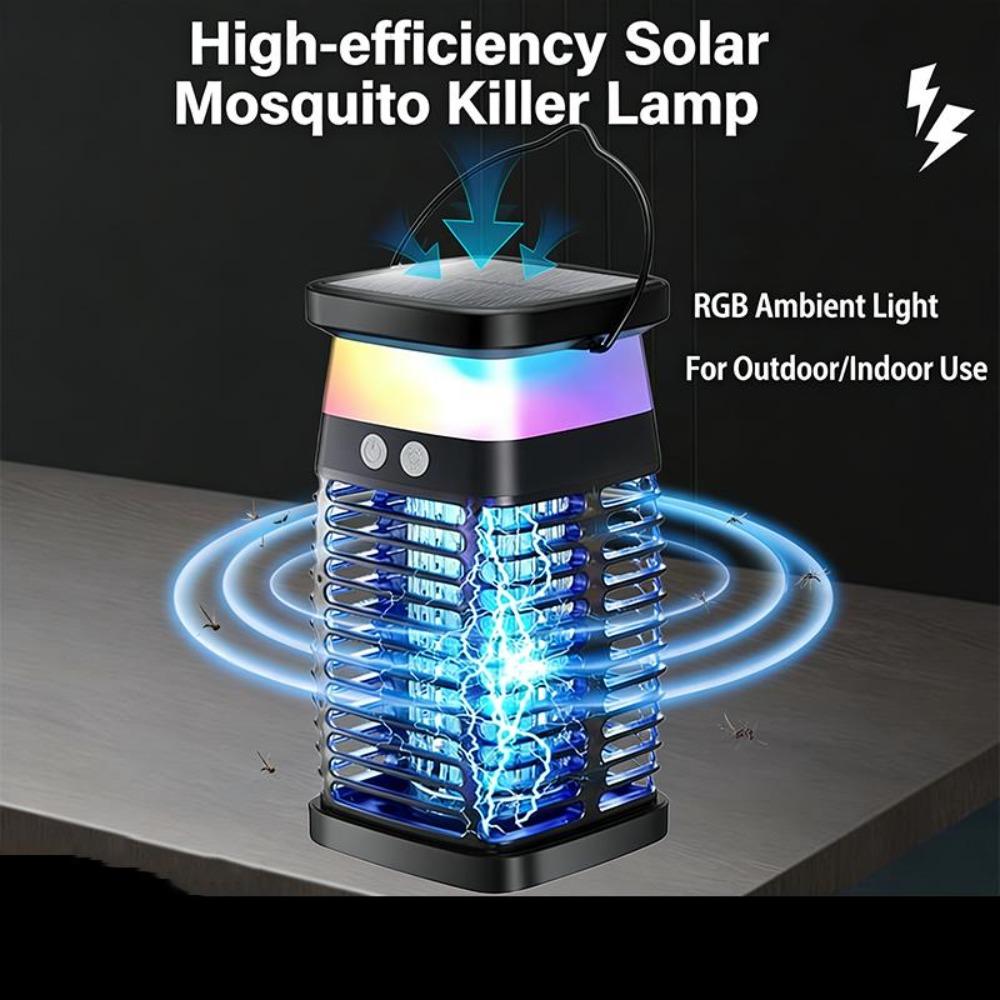 Solar Portable USB Mosquito Killer,Rechargeable Bug Zapper Lamp for Camping,Hiking,Travel,Indoor/Outdoor Use,Silent, Mosquito Repellent Alternative