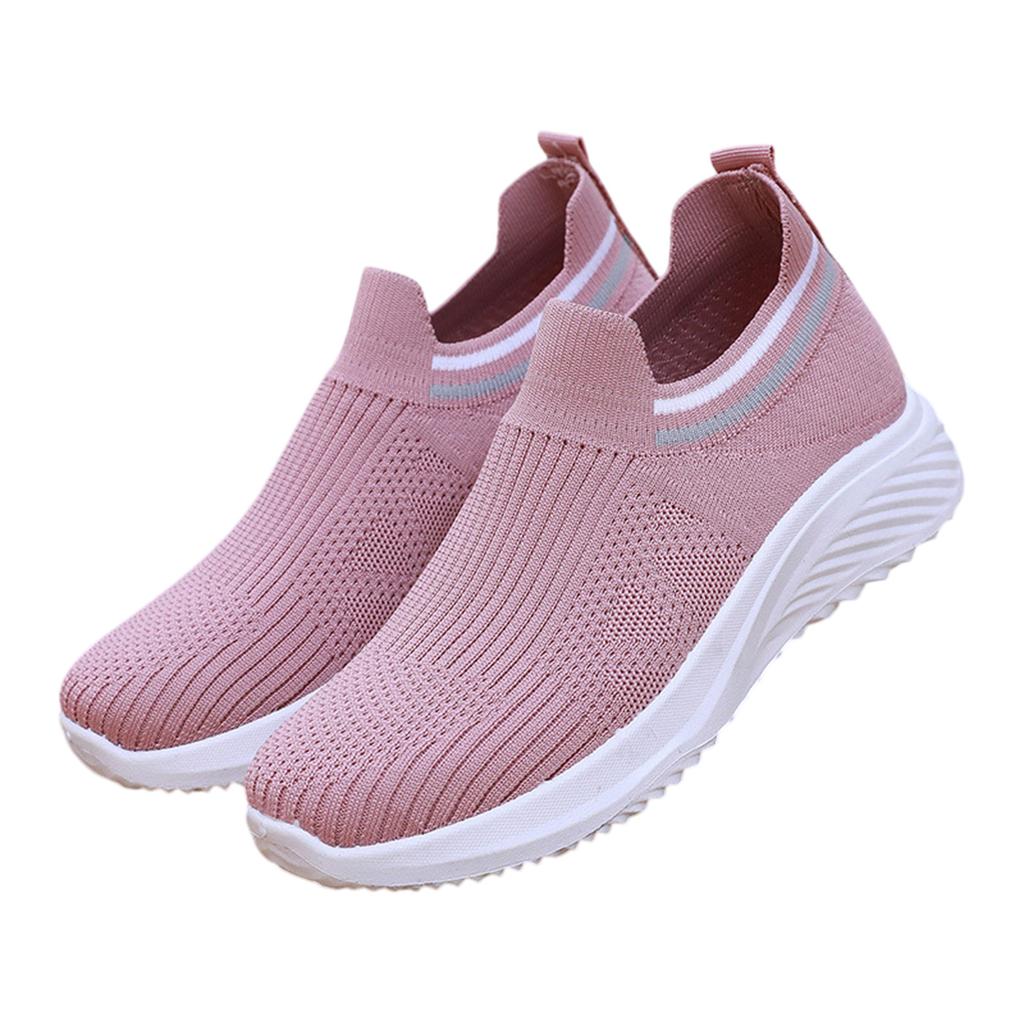 Lightweight Slip-On Knit Sneakers for Women Breathable Casual Athletic Shoes Flexible Sole Comfortable Fit