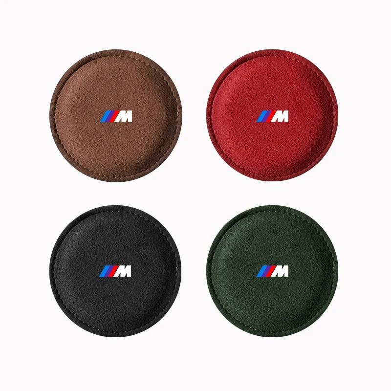 XUREI1 For BMW Suede 2pcs Car Coaster Non-slip Mat Water Cup Bottle Holder For BMW 50TH Kith M E46 E90 E60 F30 F10 E39 E36 F20 G30 G20