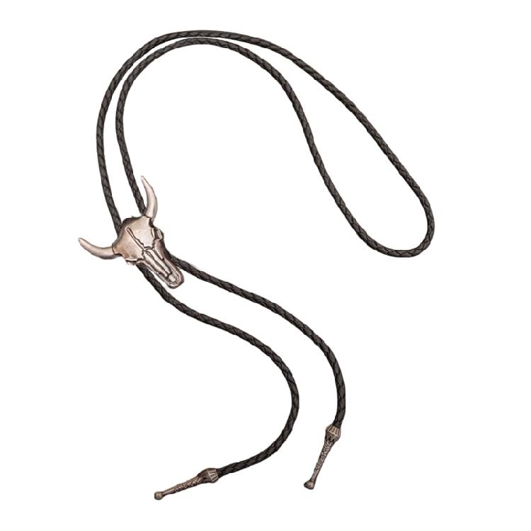 6Pcs Men's Fashion Rodeos Bolo Tie with Adjustable Leather Strap and Western Cow Skull Metal Pendant Necktie Necklace