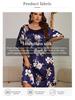 Plus Size Women's Mid-Length Silk Print Pajama Dress - Summer Pullover Nightwear