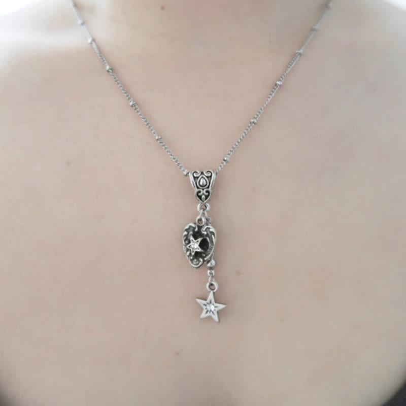 821WEBSERVICE vintage two star necklace