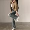 Koreanische Schicke Retro Wildleder Taillenbetonende Kurze Jacke