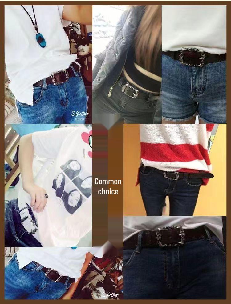 Damen Vintage Deko-Taillengürtel im koreanischen Stil für Jeans