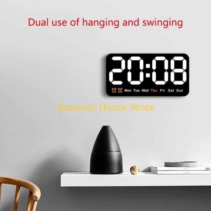F26C Sophisticated LED Display Wall Clock, Alarm, 8.5Inch Desk Or Wall Hangings Clock