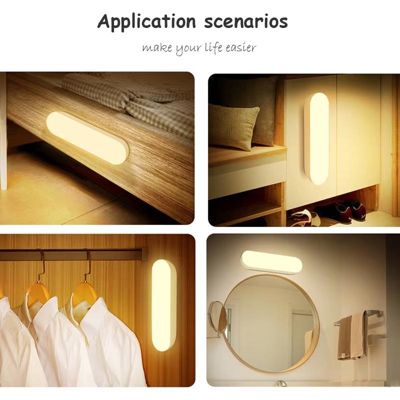 Night Lights Wireless LED Motion Sensor Lamp USB Rechargeable Magnetic For Wardrobe Room Closet Kitchen Tube Detector Bulb