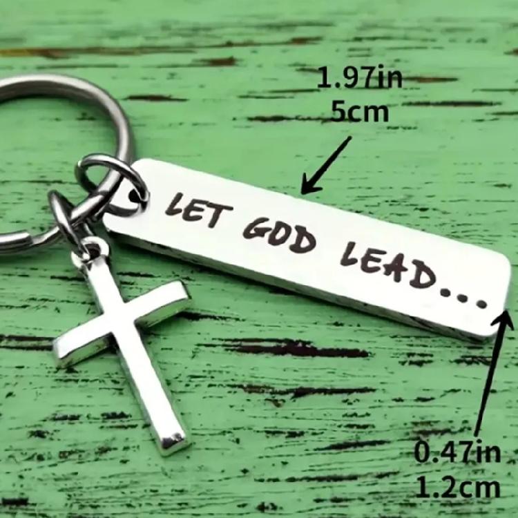 Religious Pendant Key Rings Stylish Keychain Unique Bag Charm Stainless Steel Texture Present for Believers and Collectors