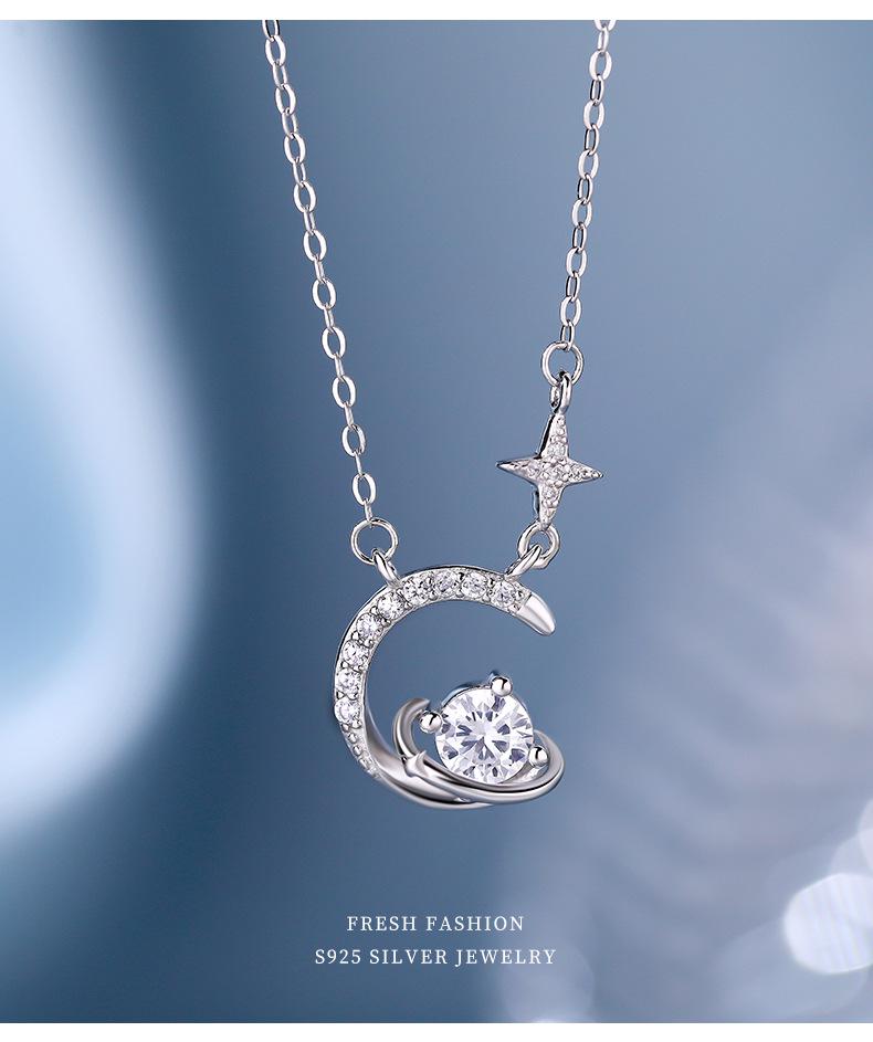 Halskette mit Anhänger Kleine Taille aus S999 Reinsilber im koreanischen Stil - Damen Exquisite Leichte Luxus Schlüsselbeinkette