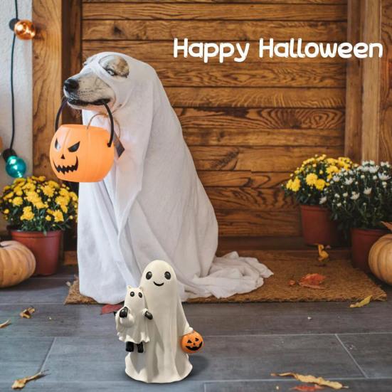 Halloween Ghost Statue Mini Resin Figurine Cute Funny Cartoon Design Spooky Statue Festival Party Decoration