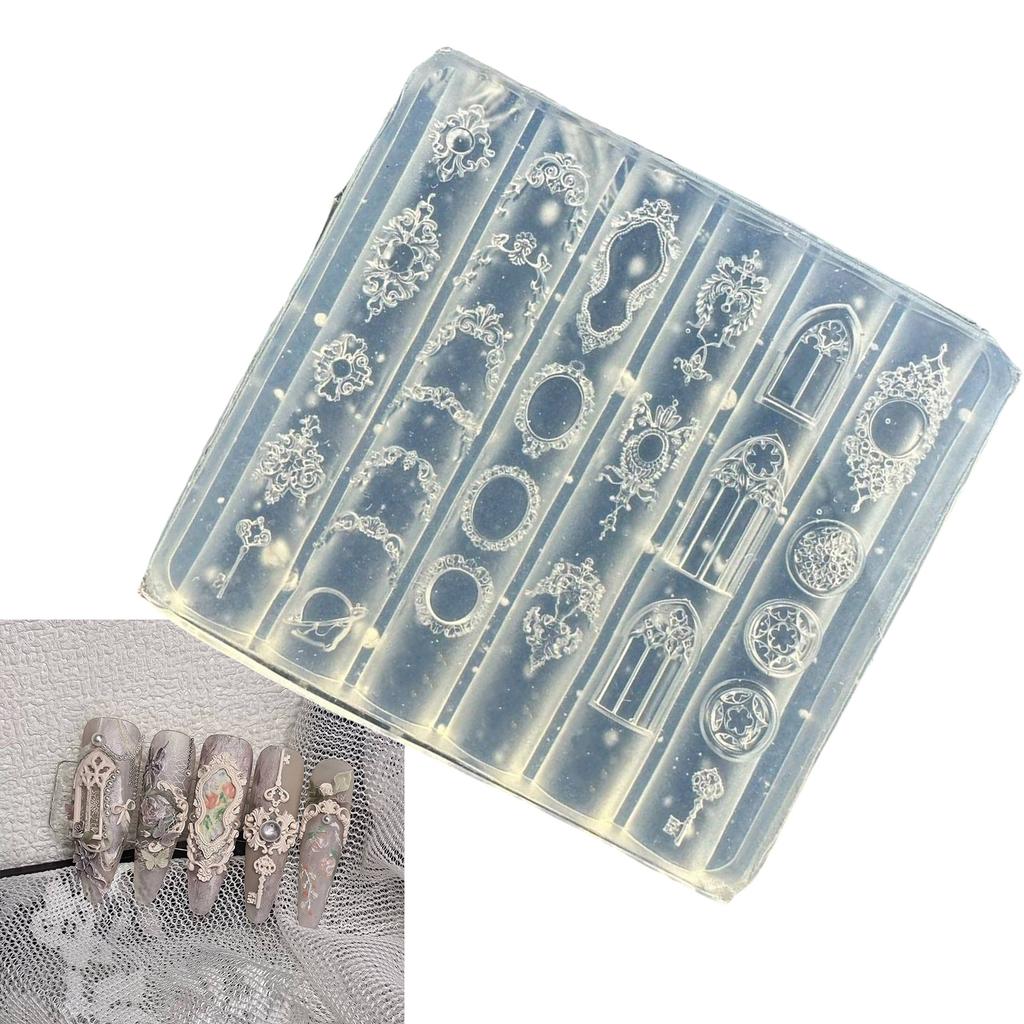 3D Baroque Relief Silicone Nail Art Mold With High Transparency Manicure Templates For Home Salon Decoration