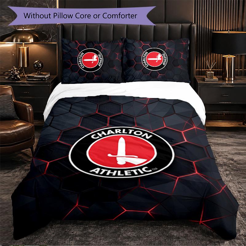 Biancheria da letto a tema Charlton Athletic FC Set 3 Pezzi Copripiumino Biancheria da letto Decorativa Per Camera Adolescenti Decorazione Casa