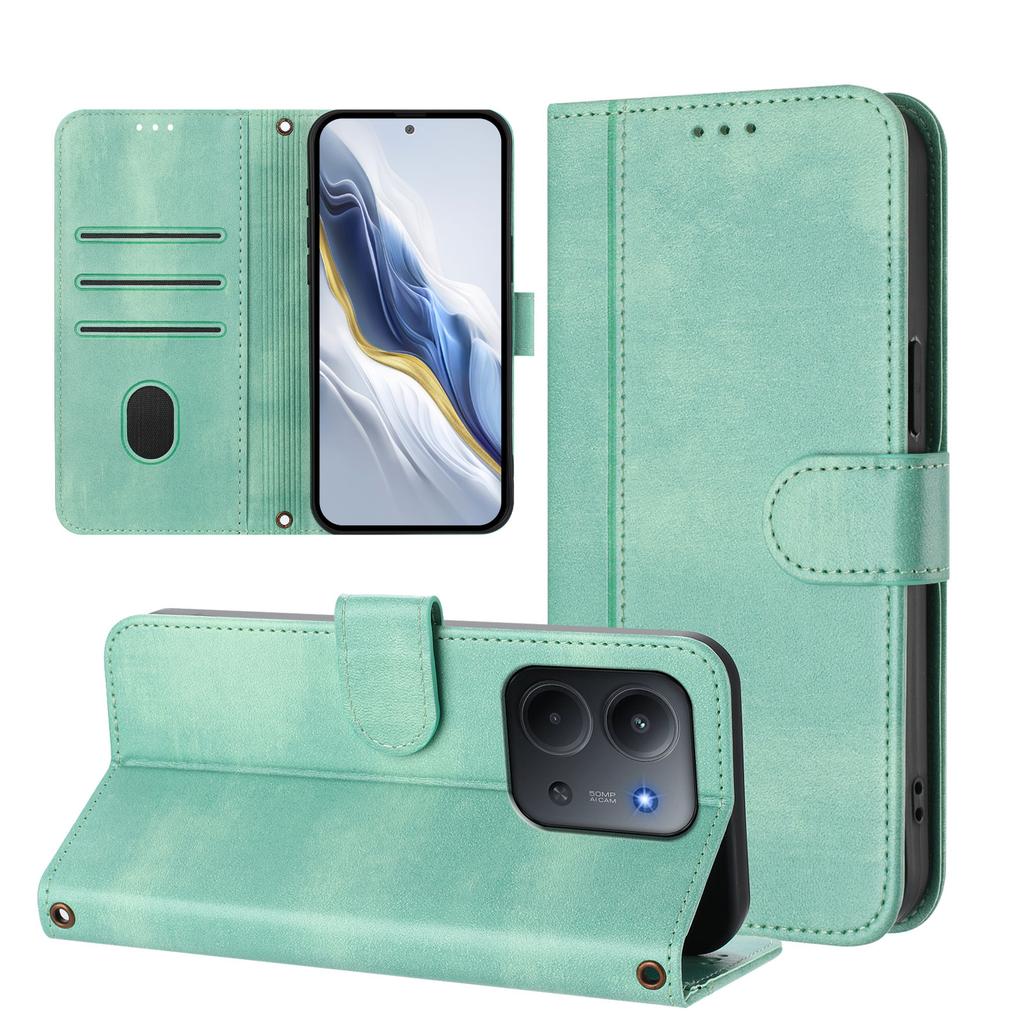 Pro Xiaomi Redmi 15C 4G (173 mm) Pouzdra Peněženka Stojánek Retro Textura Kůže Kryt na Telefon se Šňůrkou