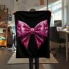1Pc Pink Bow Print Flannel Blanket, High quality Comfortable for All Seasons, Home Decor, Warmth and Comfort, Perfect for Christmas Gifts W29