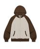 Pages Is Ii Basic Two-Way Raglan Color Block Zip-Up Hoodie Brown
