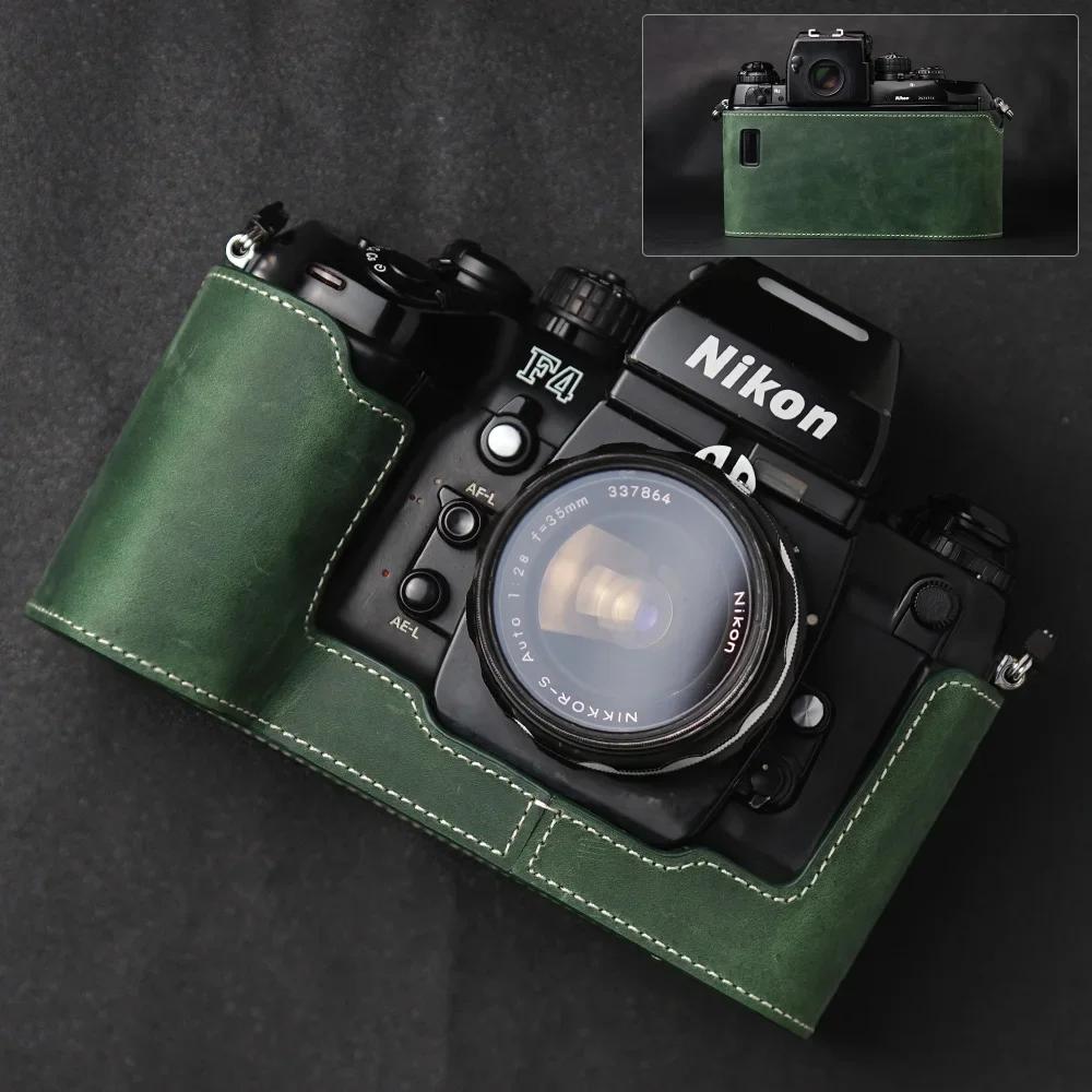 Genuine Real Leather Half Camera Case Bag Cover For Nikon F4 Case F3/F2/F/FM2/FM3A Case Camera Bag Photography Accessories