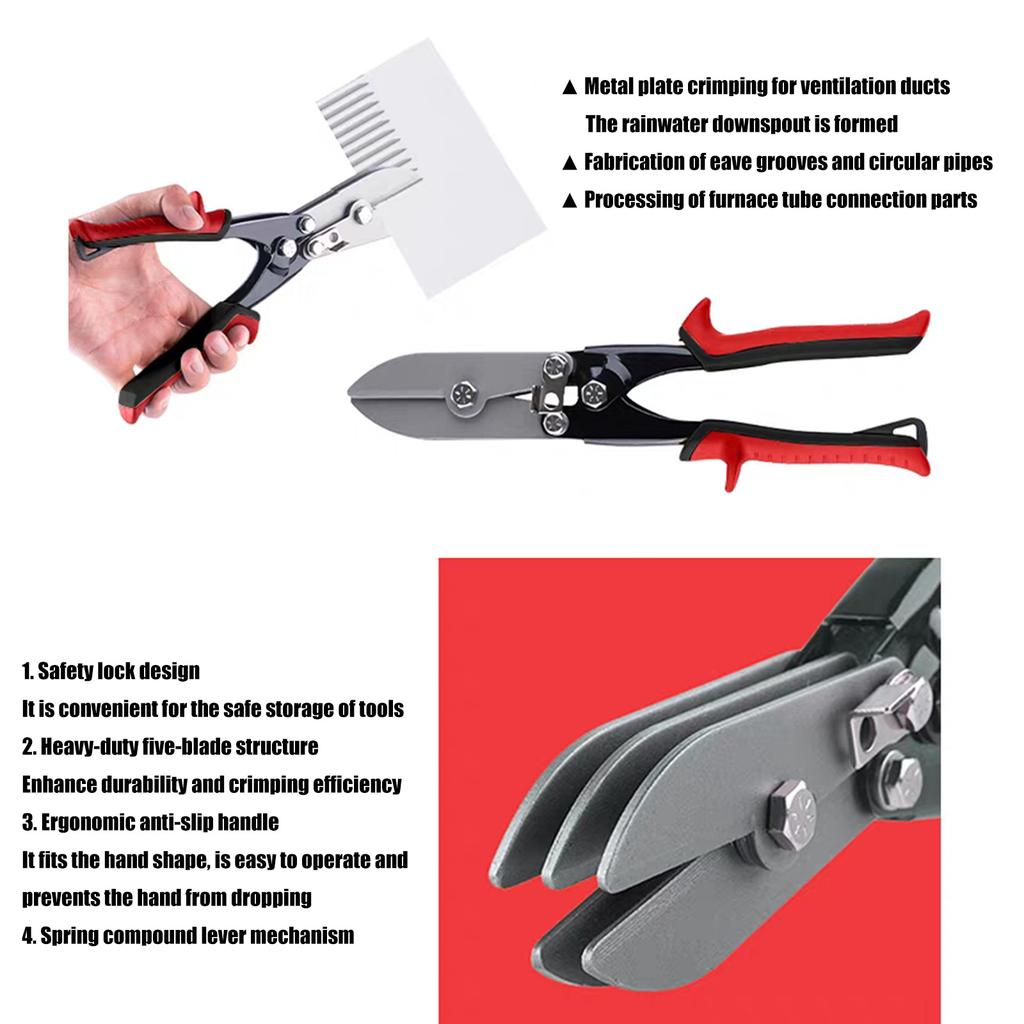 5 Klingen Blechfalzwerkzeug Stahl Ergonomischer Rutschfester Griff Für Dachrinnenrohrsysteme Sicheres Verriegelungsdesign