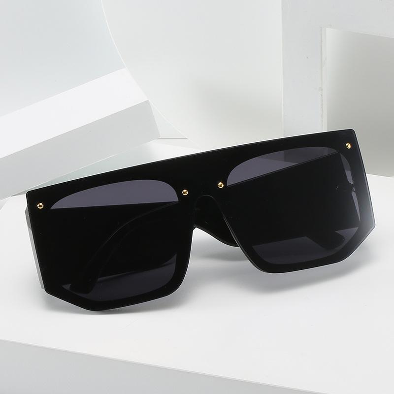 Designer Square Sunglasses Men Women Panel Lens Flat Top Personality One Pieces Lens Cool UV400 Shades Street Y2K