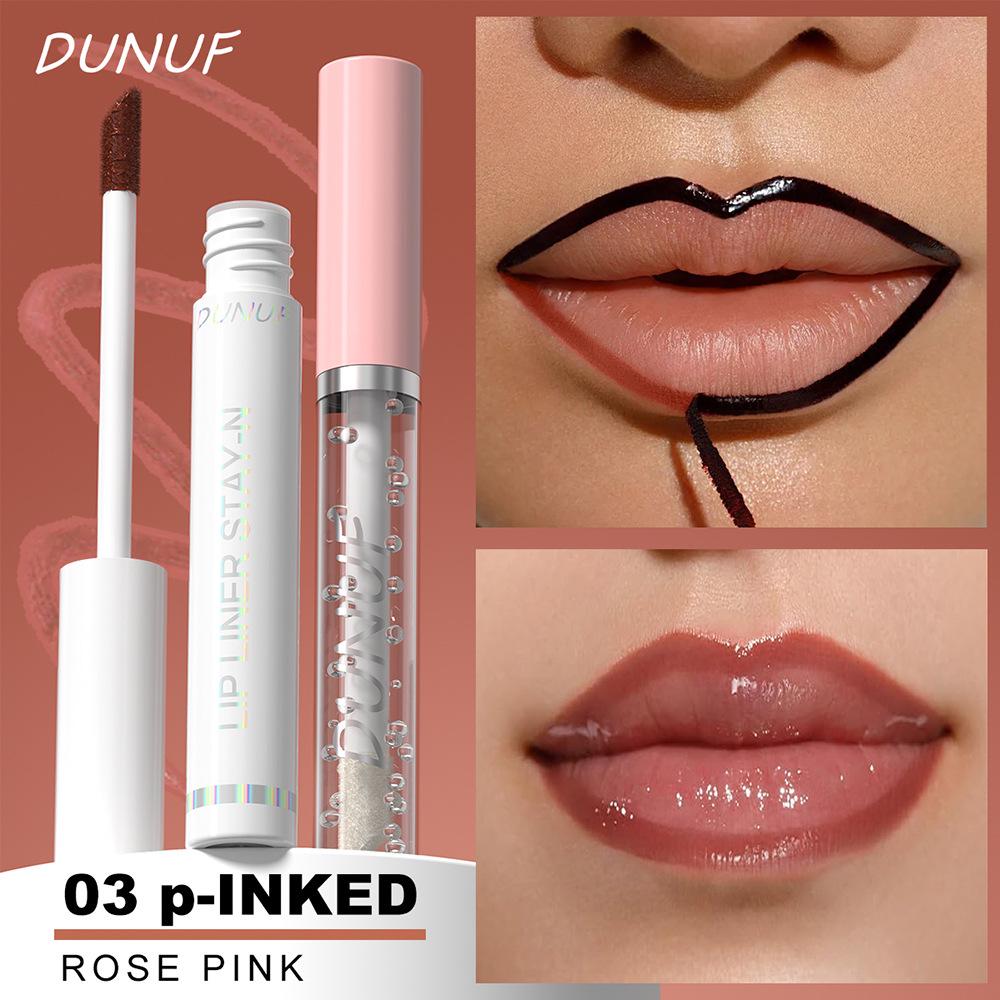 DUNUF 2-Piece Set: Long-Lasting Non-Stick Lipstick + Moisturizing Lip Oil.