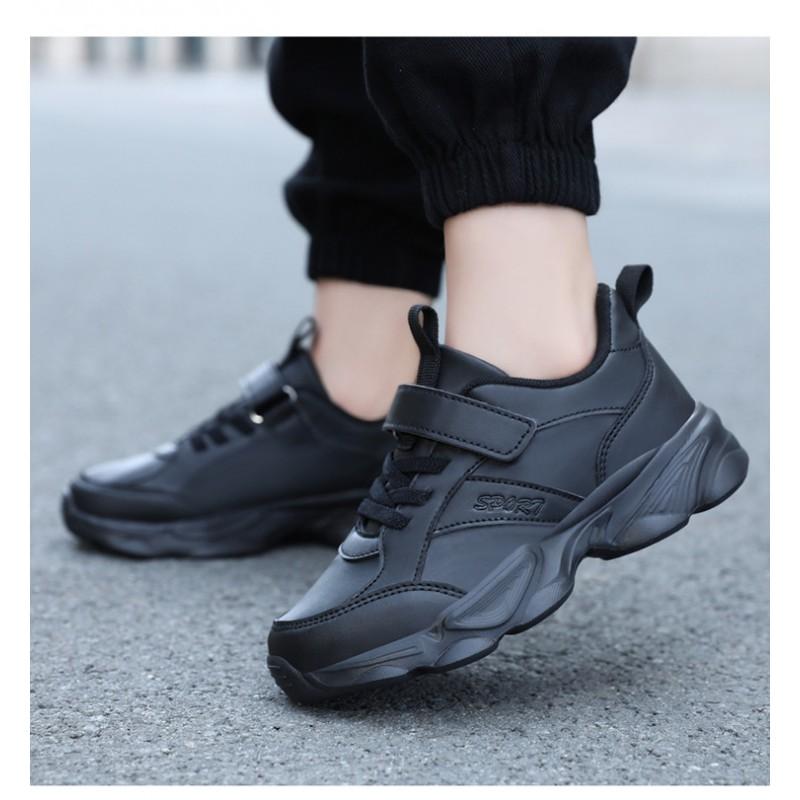 Kids Lightweight Breathable Mesh Running Shoes Boys Girls Black White Casual Sneakers