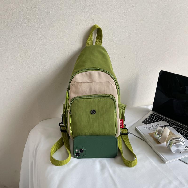 Damen Kleiner Rucksack Multifunktionale Brusttasche Kontrastfarbe Outdoor Schulter Umhängetasche