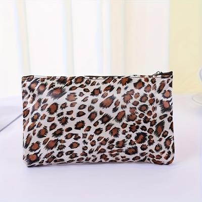 Borsa per il trucco con cerniera e motivo leopardato, borsa multifunzionale alla moda, borsa da viaggio/borsa da trasporto per le donne