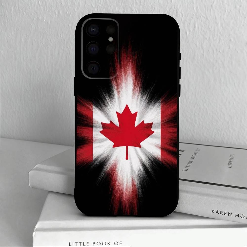 C-Canadian Flag Wallpaper  Phone Case For Samsung S25,S24,S21,S22,S23,S30,Ultra,S20,Plus,Others Soft Black Case