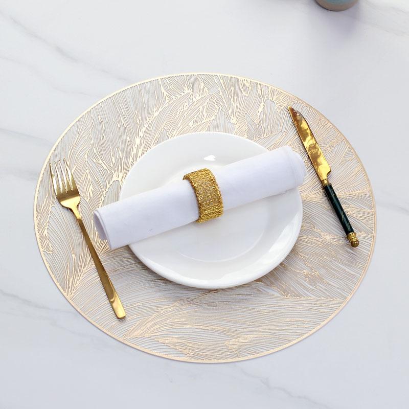 BUYYES Round Placemats Heat Resistant Non-Slip Table Mats for Dinner Wedding Party Holiday Wipeable Place Mat Table Decor