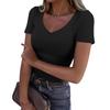 Tunic Top Lungo da Donna a Coste con Maniche Lunghe e Scollo a V, Vestibilità Aderente - Maglietta Bodycon Sexy Casual