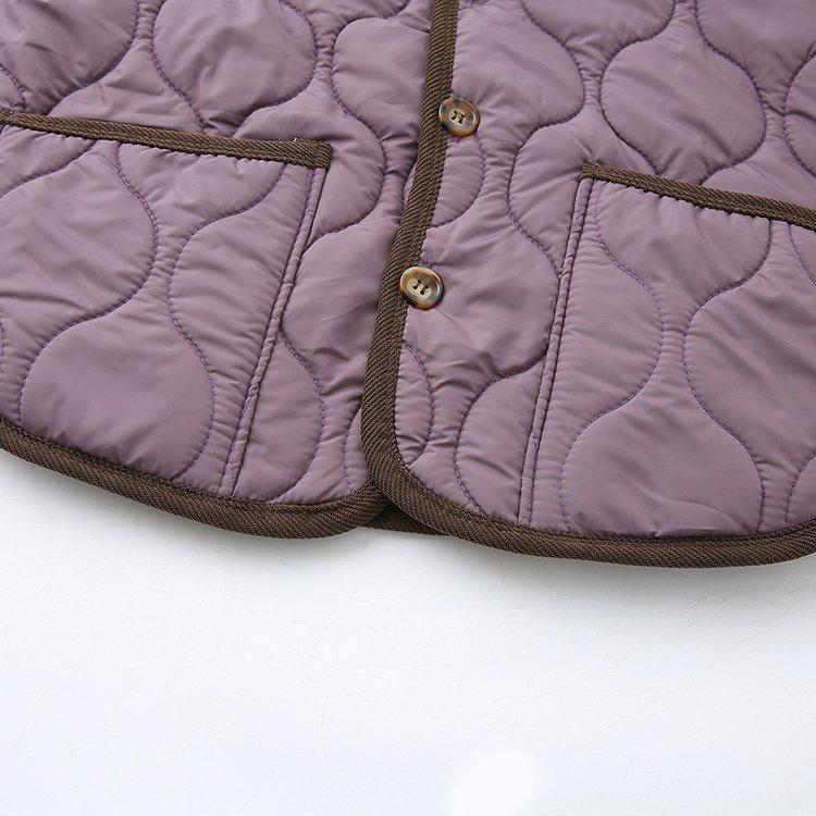 2025 Autumn/Winter Retro Lapel Cotton Jacket - Versatile Quilted Warm Short Coat for Women