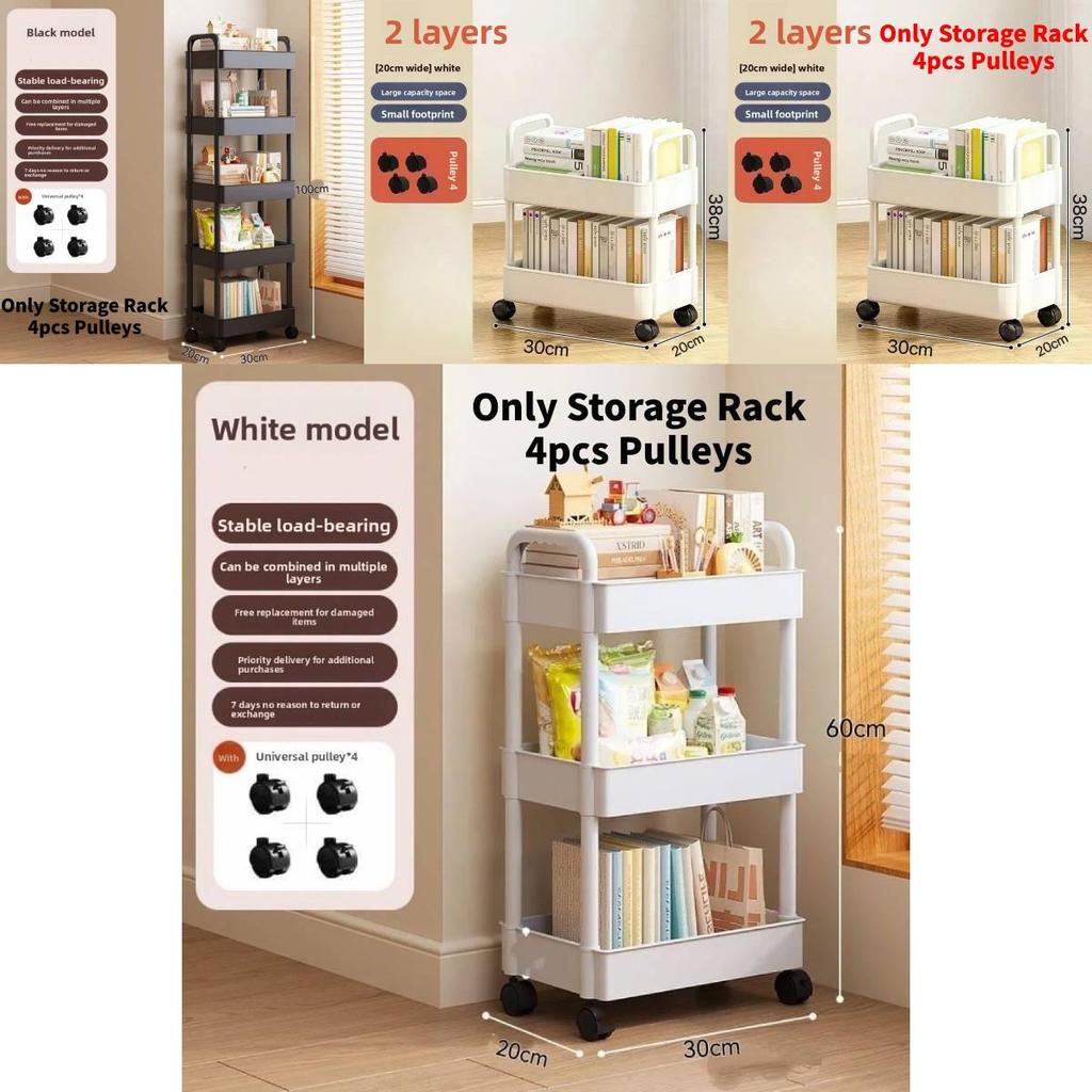 Mały wózek do przechowywania z składanymi, obrotowymi, mobilnymi półkami do organizacji kuchni i sypialni