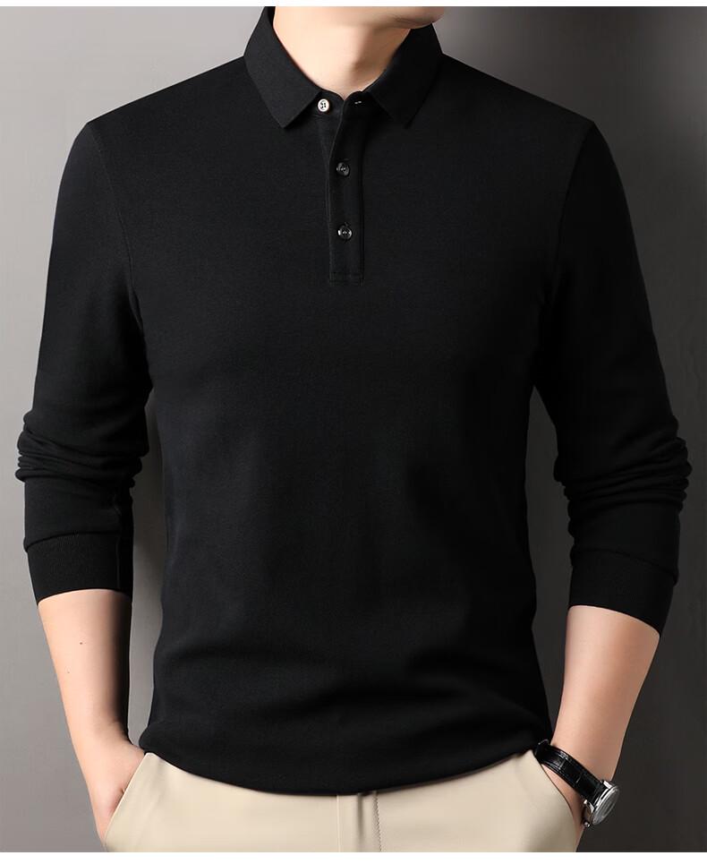 Yalu Men's Pure Cotton Long Sleeve Polo Shirt