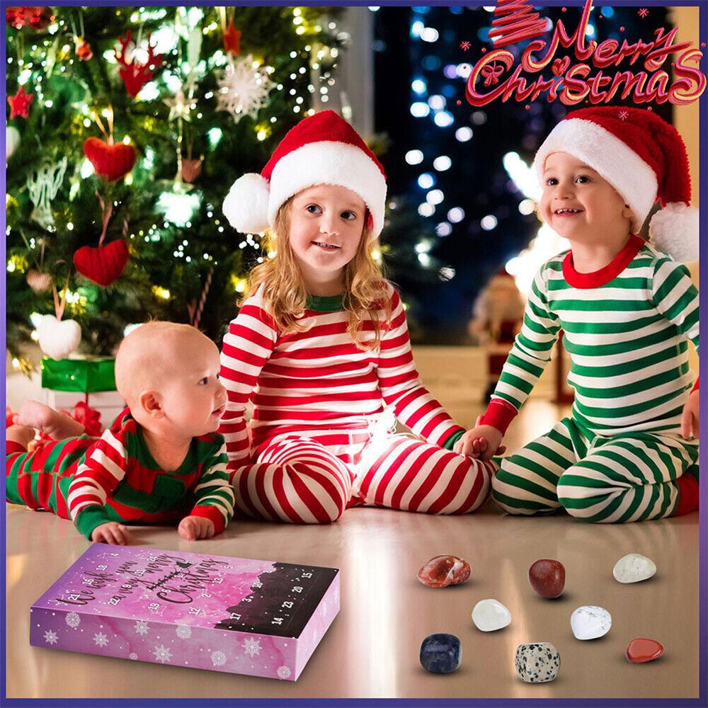2023 Jul 24 dagers adventskalender Naturlig krystallstein Xmas Blindboksgave