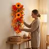 Rustic Artificial Fall Wreath Lifelike Fall Sunflower Teardrop Swag Home Decoration