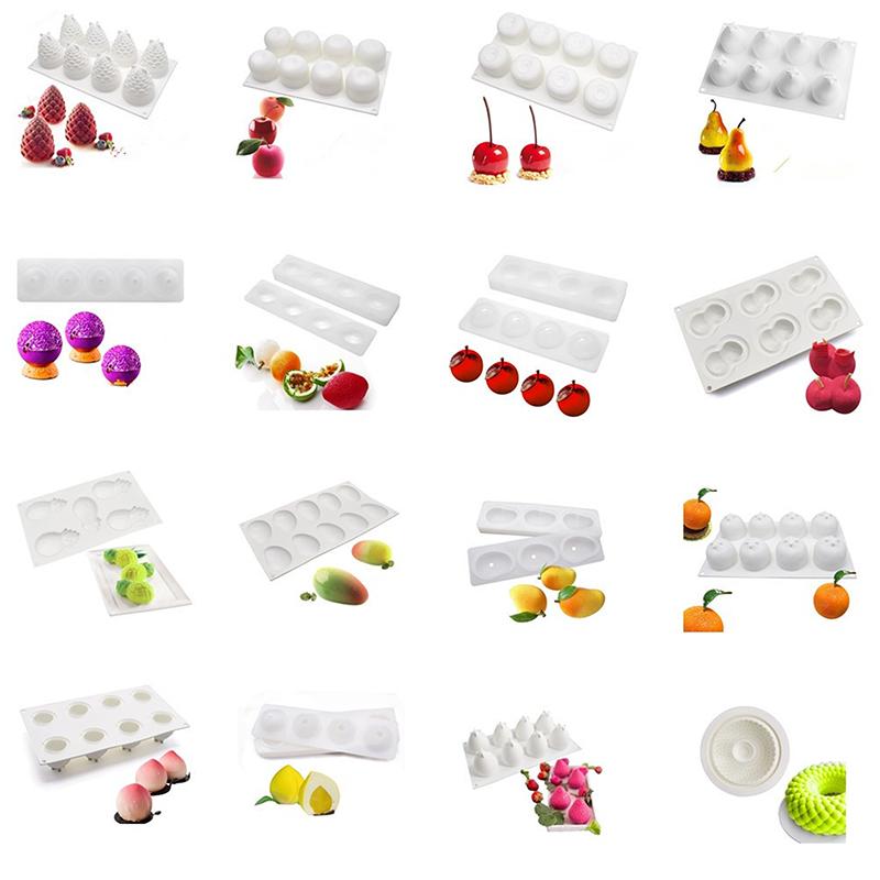 1 Stuks Ananas Peer Perzik Fruit Serie Taart Siliconen Vorm Mango Sinaasappel Bakken Mousse Vorm Aardbei Franse Dessert Mousse Vorm