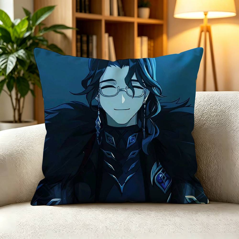 PPopular Genshin Impact Fatui Pillow Case Square DoubleSided Sofa Cushion Cover Bedroom Bedside Pillow
